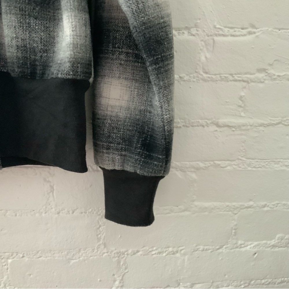 W.A.Y Wonderful & Young Bomber Jacket Black White Plaid Full Zip Grunge Y2K Sz M - Picture 6 of 12